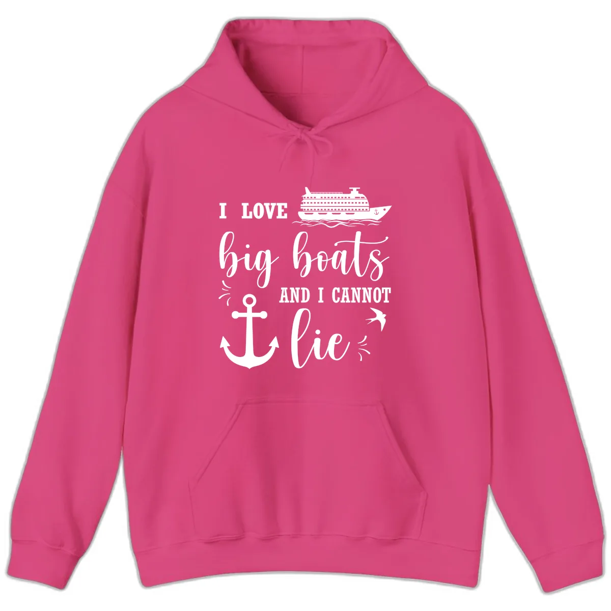 Big Boats And I Cannot Lie Hoodie in Heliconia