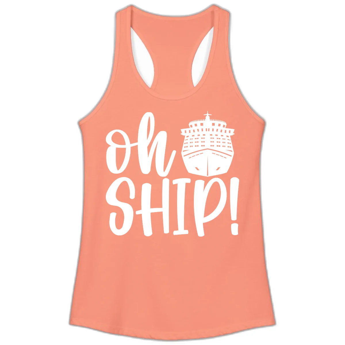 Ow Ship Cruise Design Ladies Tank in Solid Light Orange