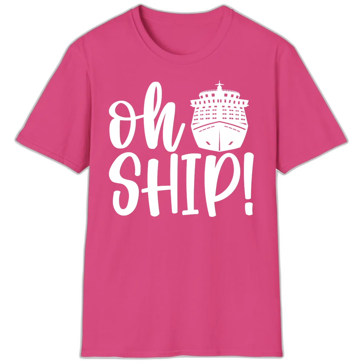 Ow Ship Cruise Design T-Shirt in Heliconia