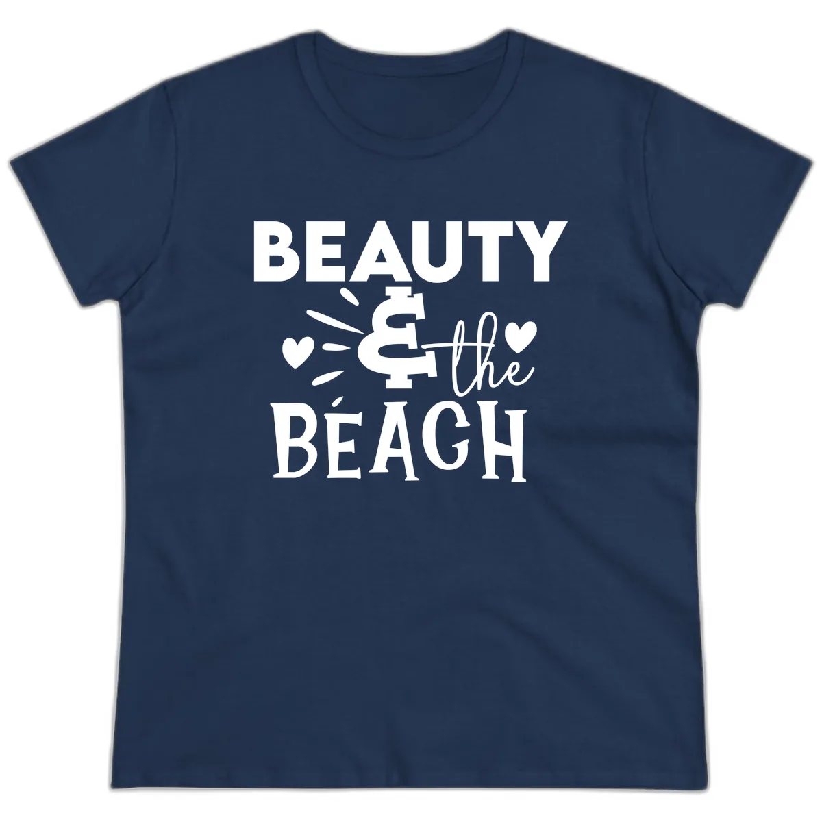 Beauty & The Beach Ladies Tee in Navy
