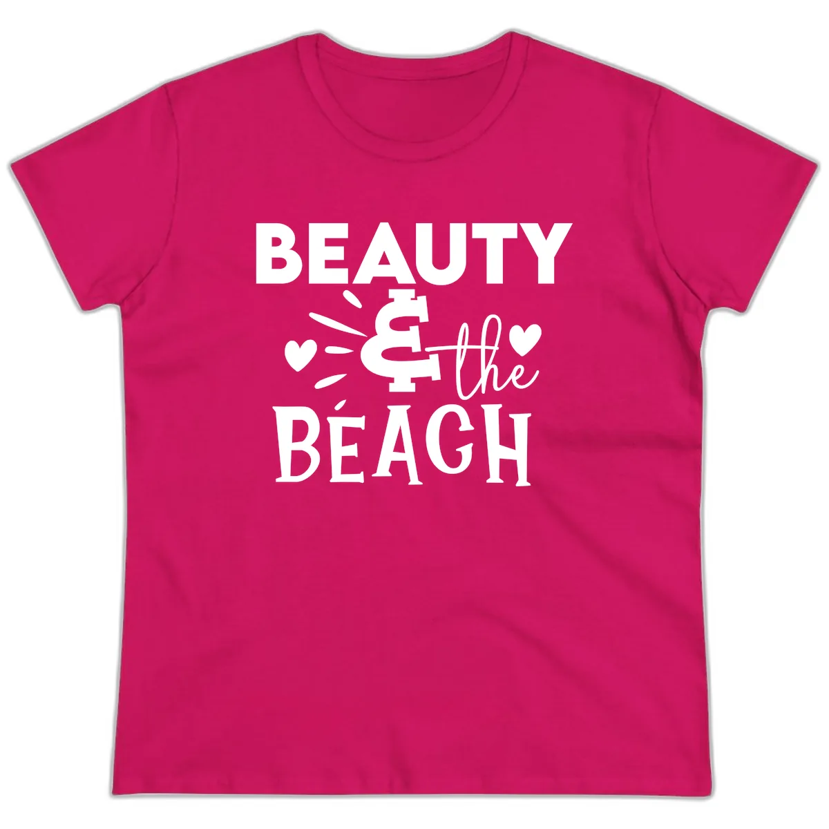 Beauty & The Beach Ladies Tee in Heliconia