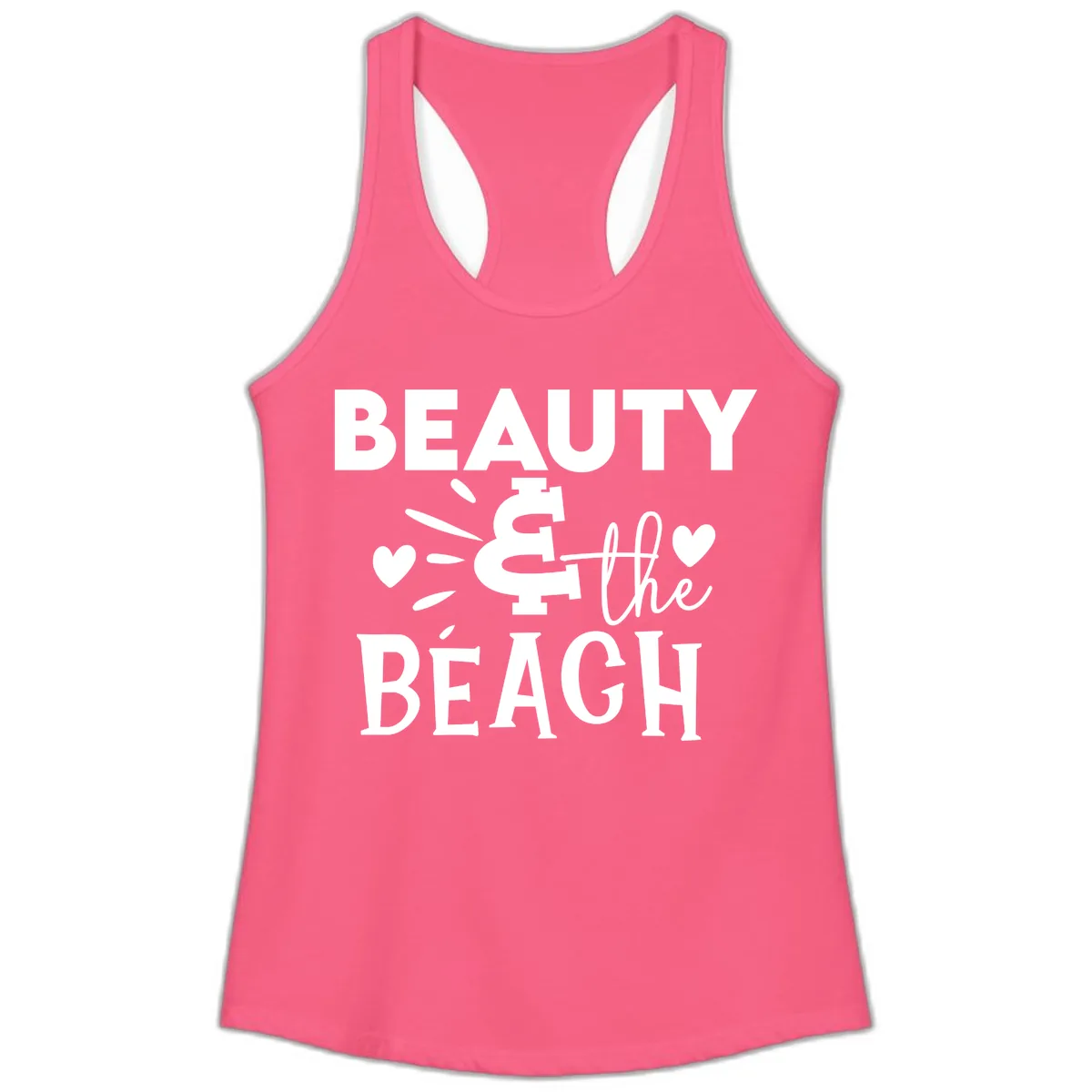 Beauty & The Beach Ladies Tank in Solid Hot Pink