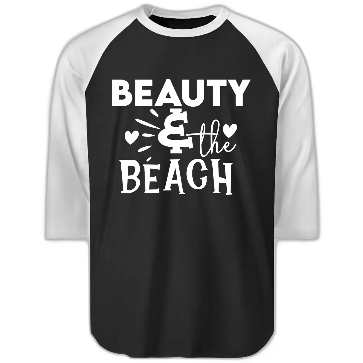 Beauty & The Beach Raglan 3/4 in Black White