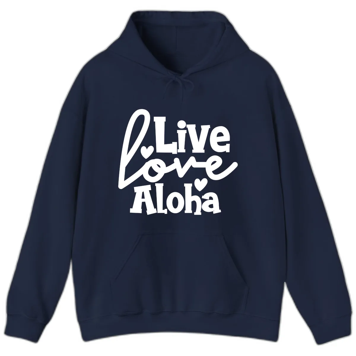 Live Love Aloha Hoodie in Navy