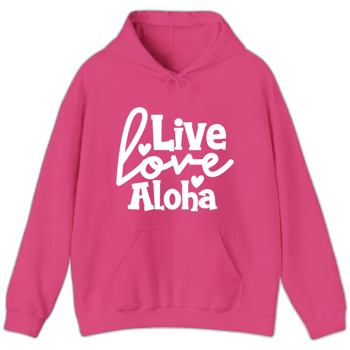 Live Love Aloha Hoodie in Heliconia