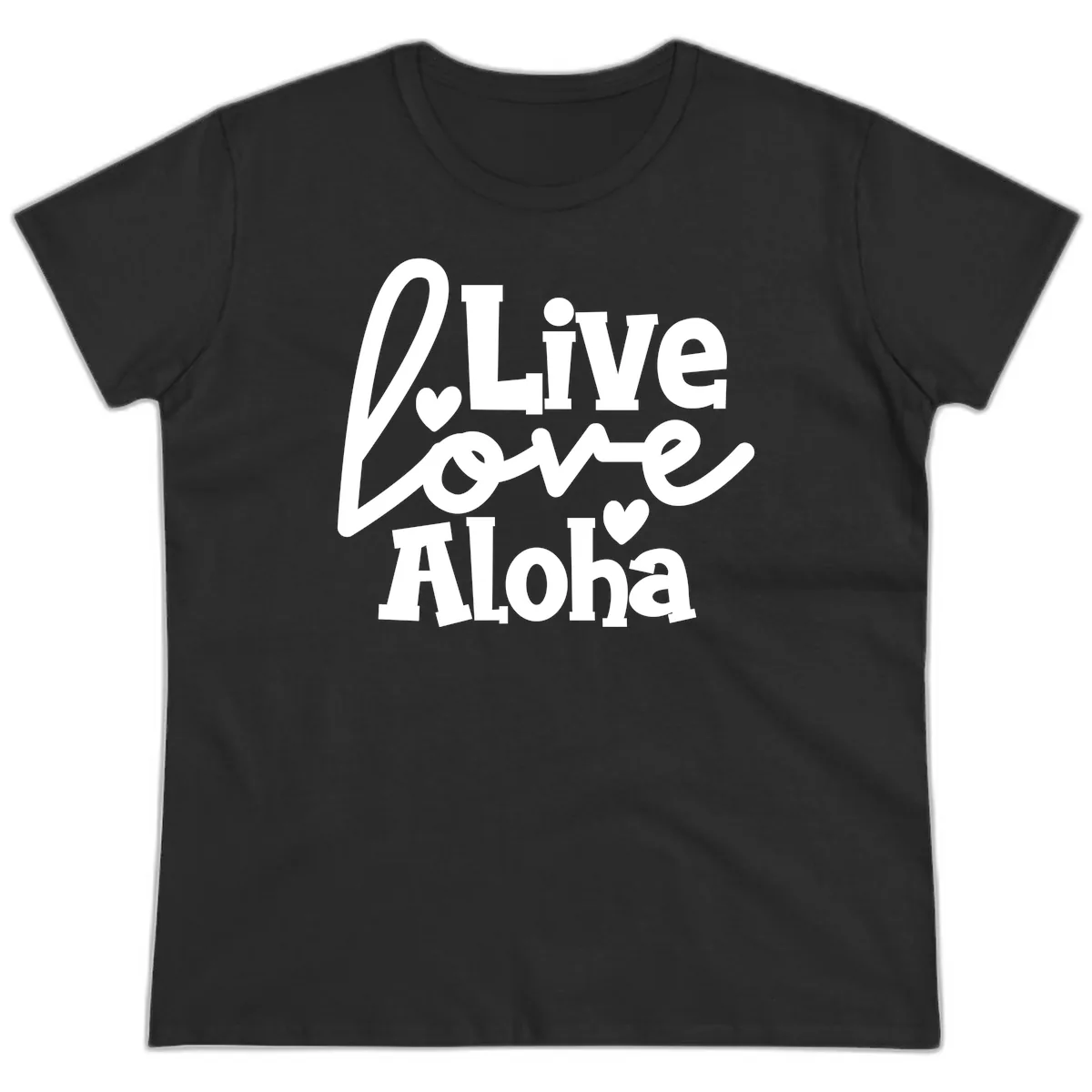 Live Love Aloha Ladies Tee in Black