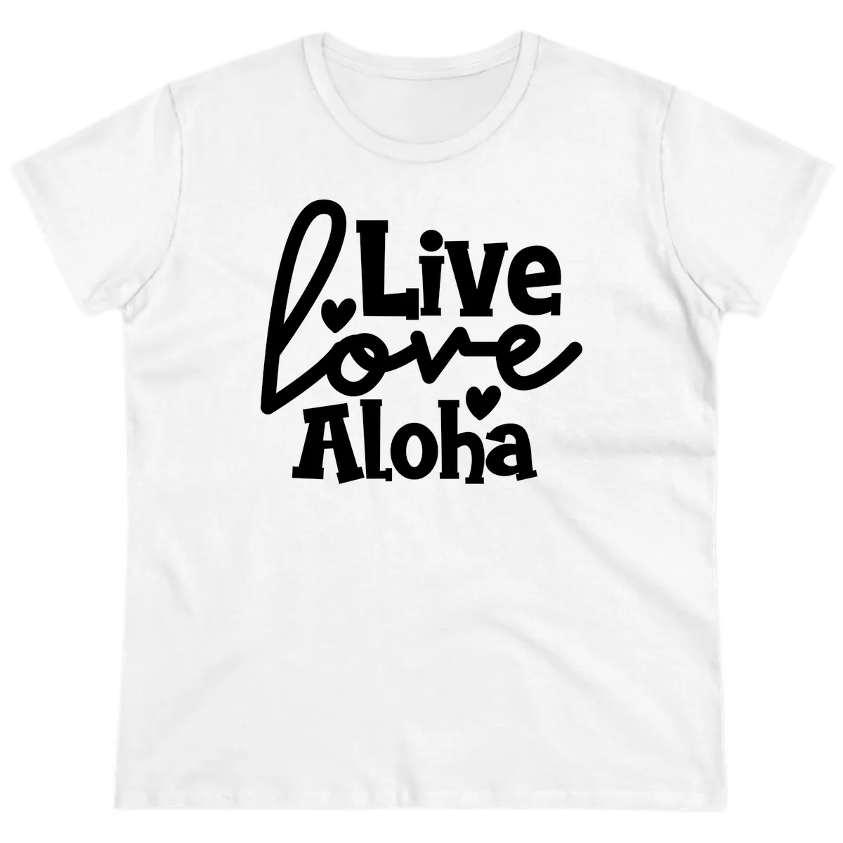Live Love Aloha Ladies Tee in White