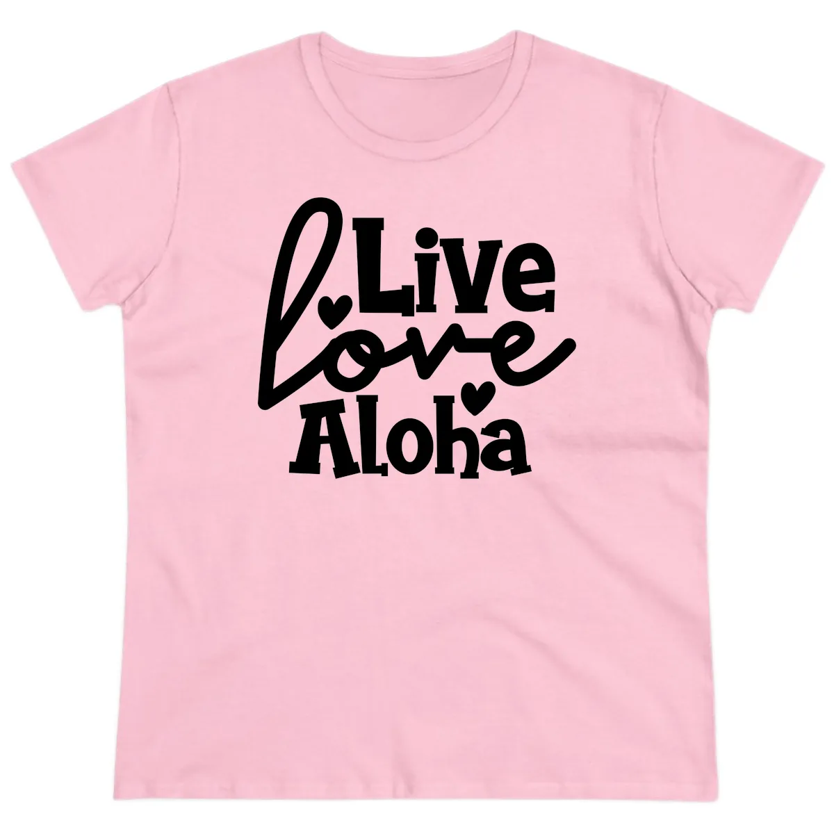 Live Love Aloha Ladies Tee in Light Pink