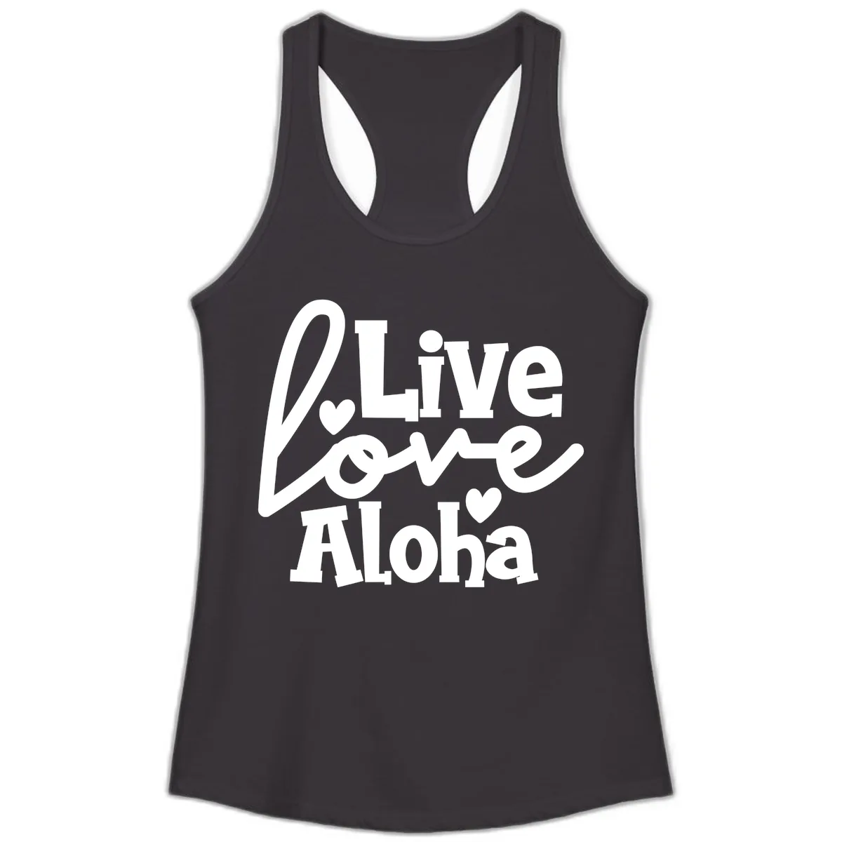 Live Love Aloha Ladies Tank in Black