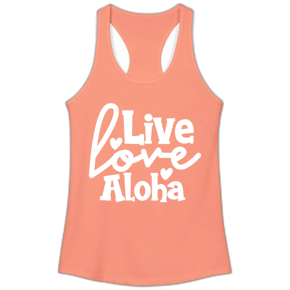 Live Love Aloha Ladies Tank in Solid Light Orange