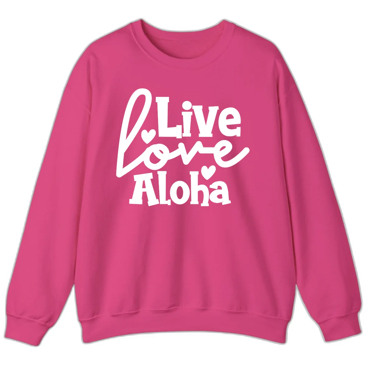 Live Love Aloha Sweatshirt in Heliconia