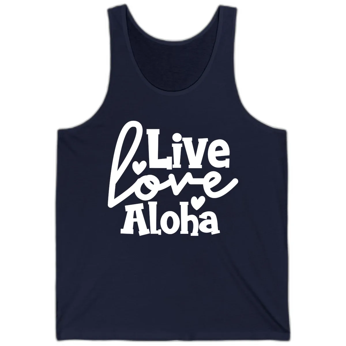 Live Love Aloha Tank in Navy