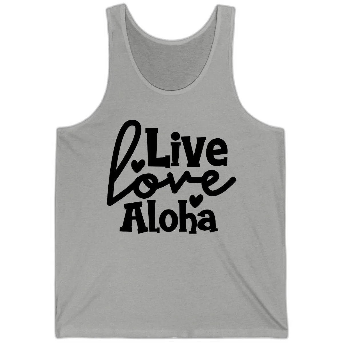 Live Love Aloha Tank in Athletic Heather
