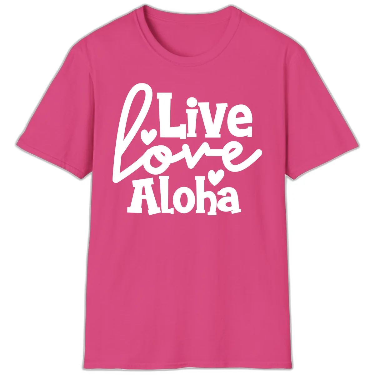 Live Love Aloha T-Shirt in Heliconia