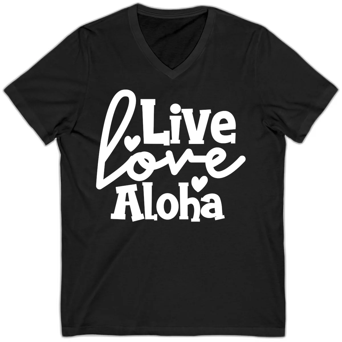 Live Love Aloha V-Neck in Black