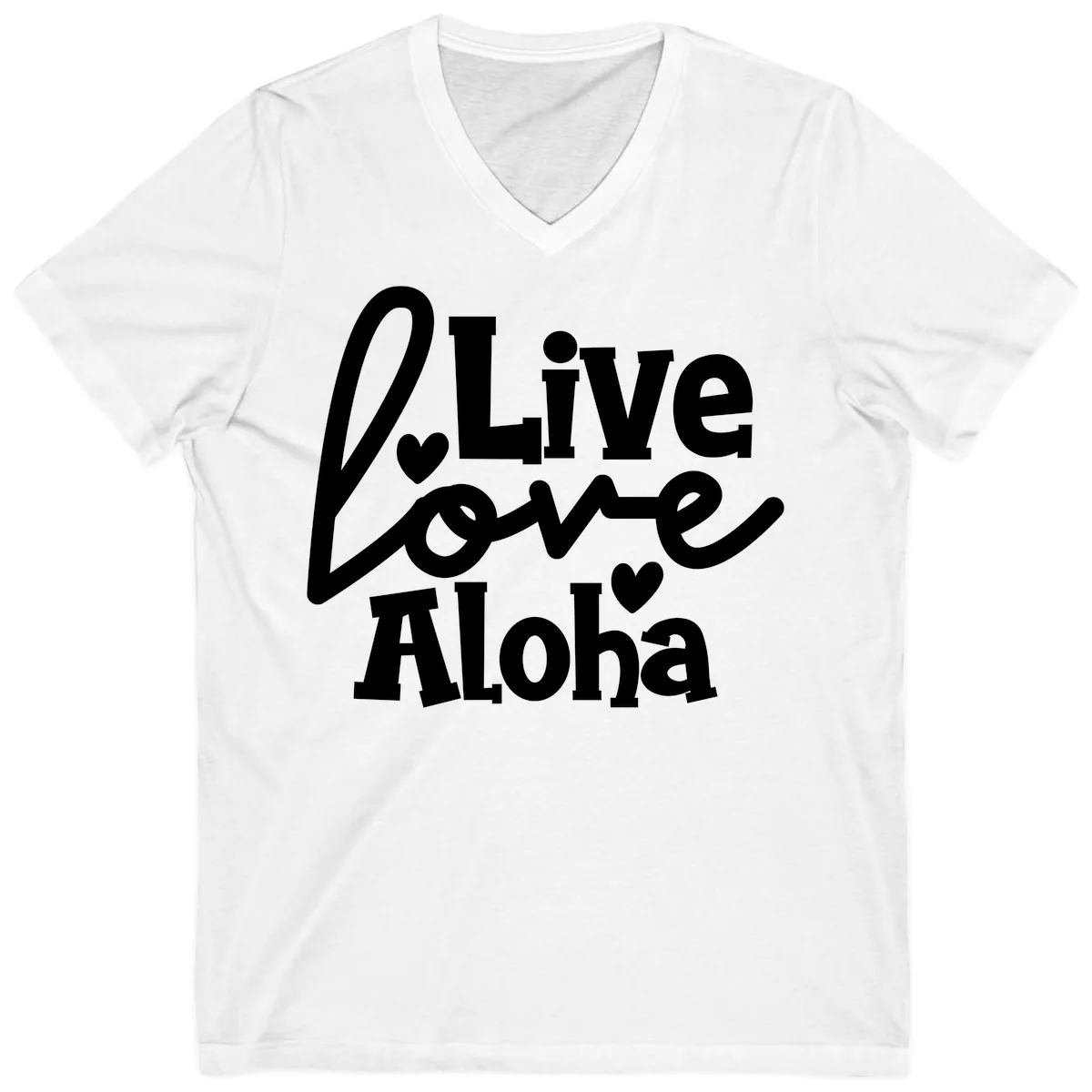 Live Love Aloha V-Neck in White