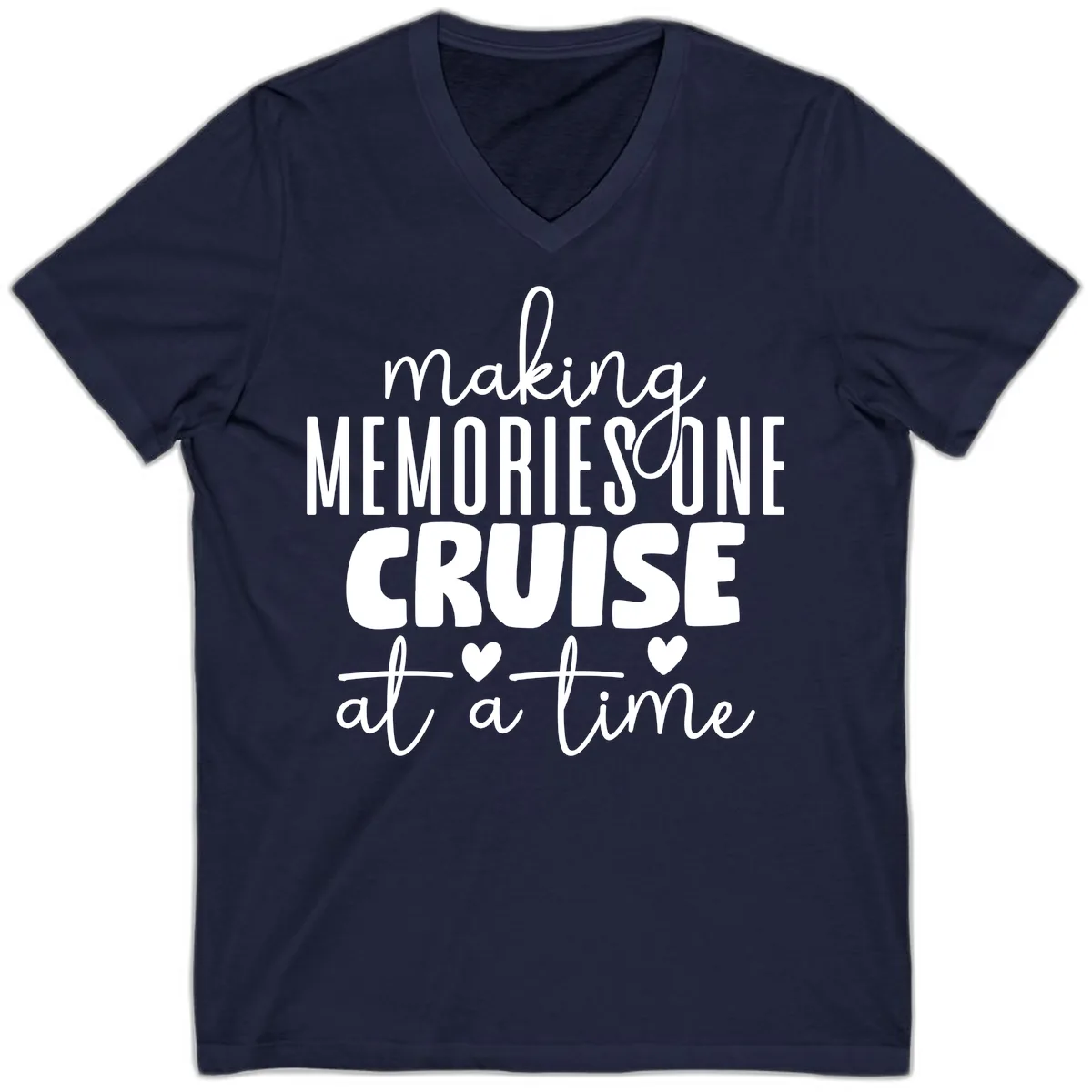 Making Memories One Cruise At A Time V-Neck in Navy