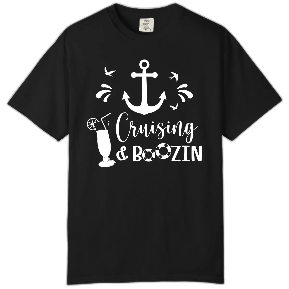 Cruising & Boozin Anchor Comfort Color in Black