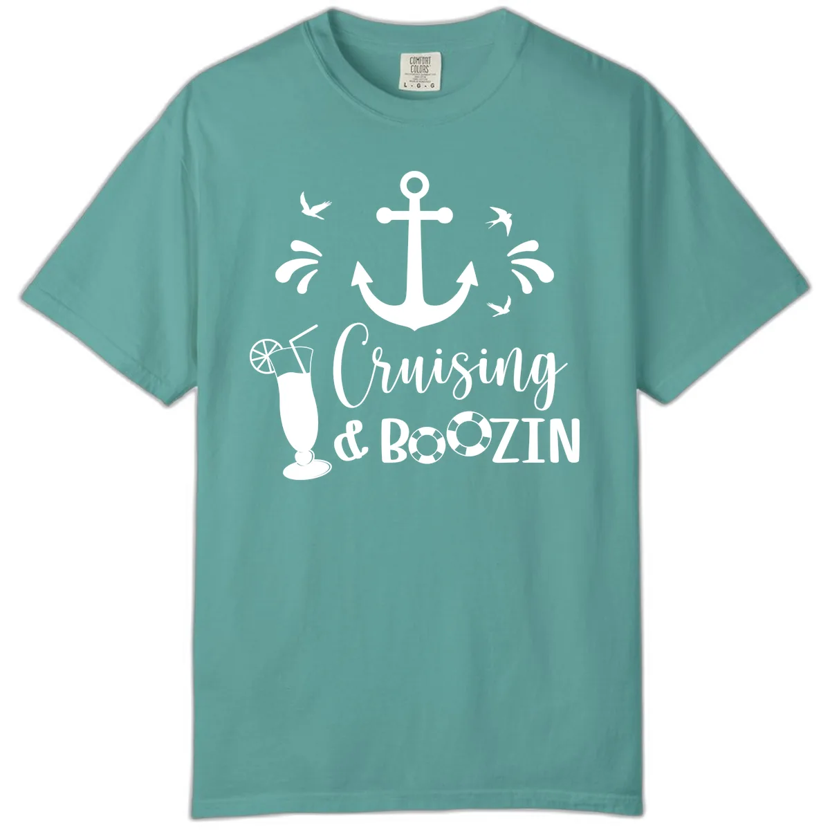 Cruising & Boozin Anchor Comfort Color in Seafoam