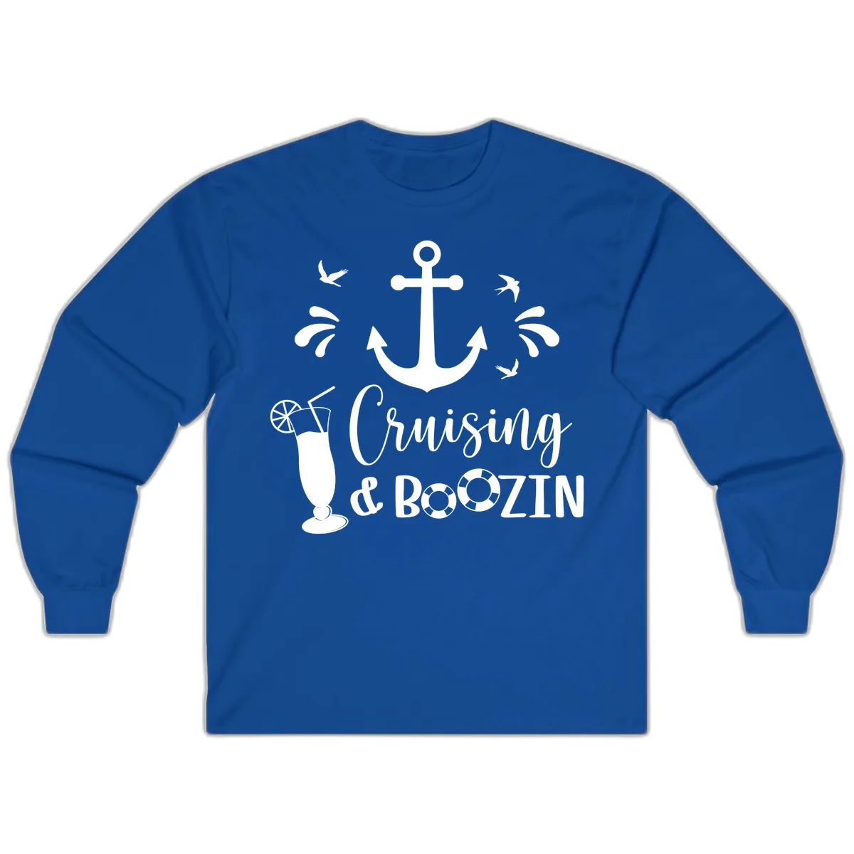 Cruising & Boozin Anchor Long Sleeve in Royal