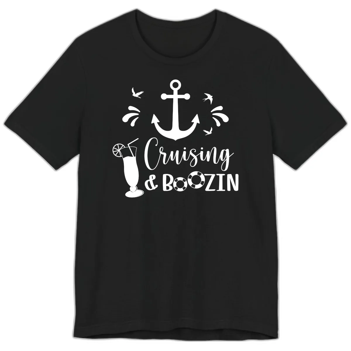 Cruising & Boozin Anchor Premium T-Shirt in Black