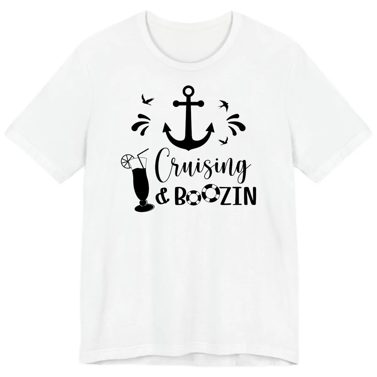 Cruising & Boozin Anchor Premium T-Shirt in White