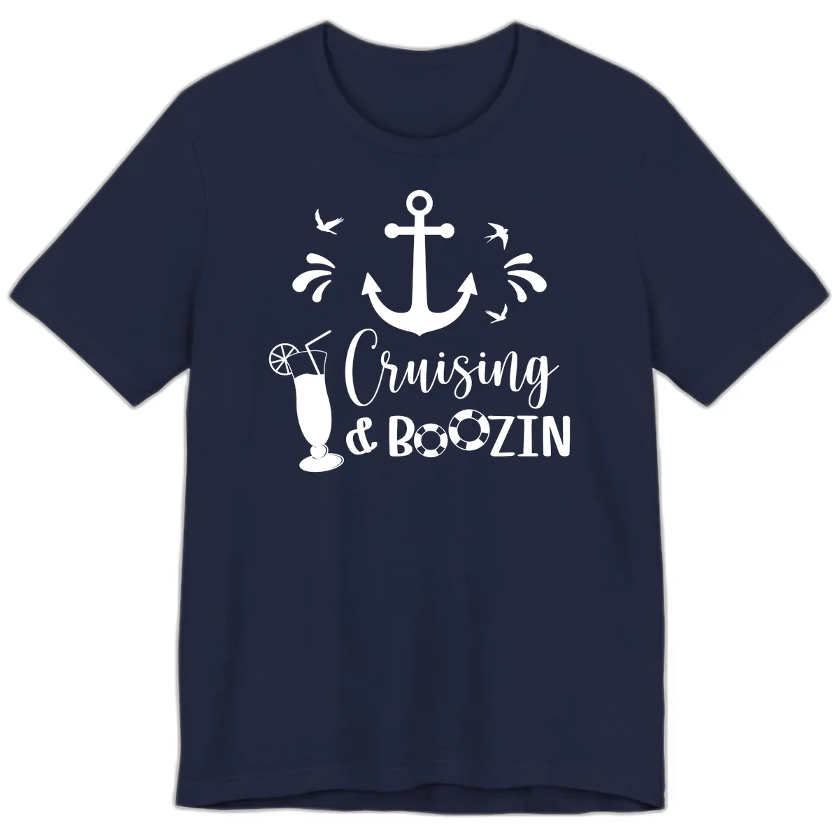 Cruising & Boozin Anchor Premium T-Shirt in Navy