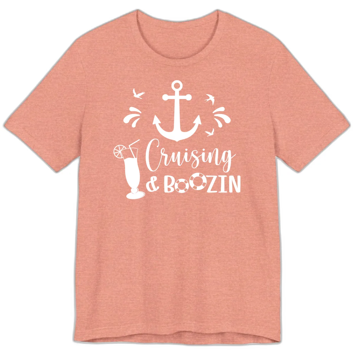 Cruising & Boozin Anchor Premium T-Shirt in Heather Sunset