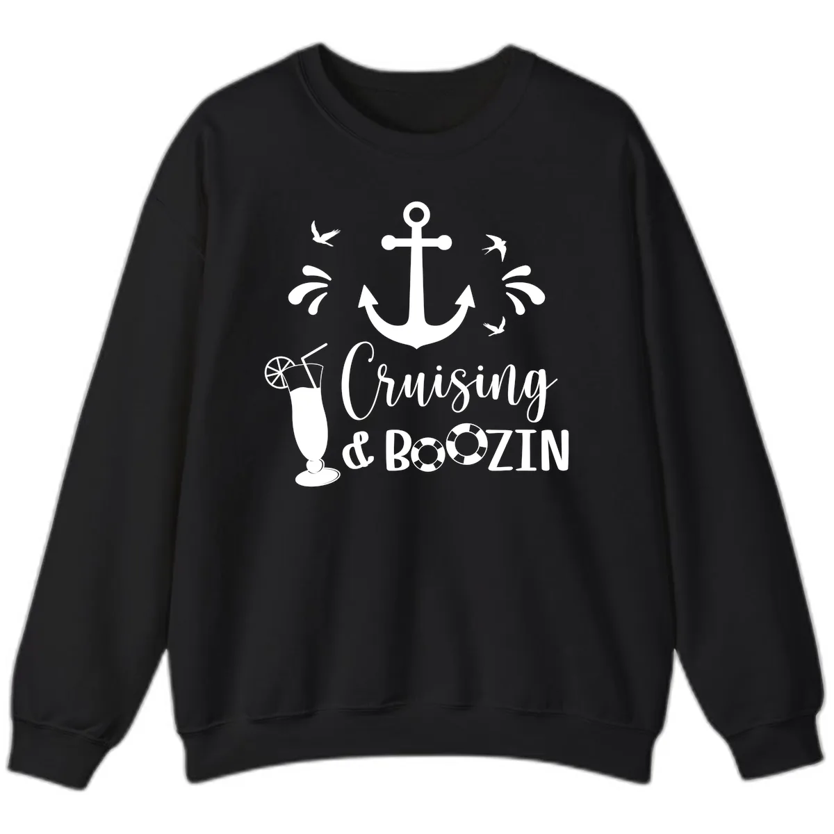 Cruising & Boozin Anchor Sweatshirt in Black