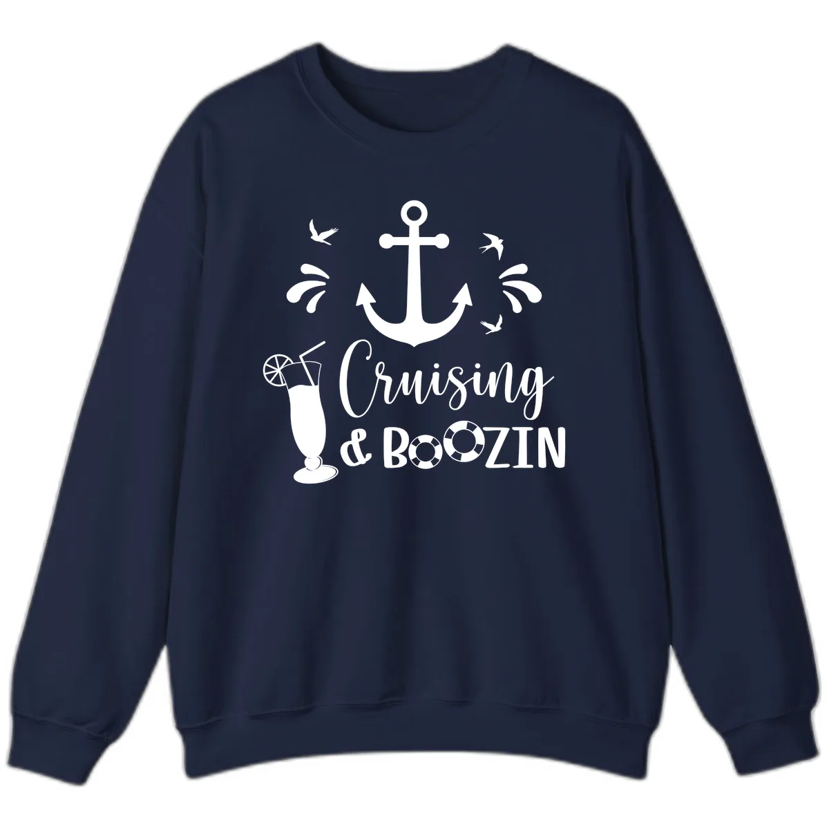 Cruising & Boozin Anchor Sweatshirt in Navy