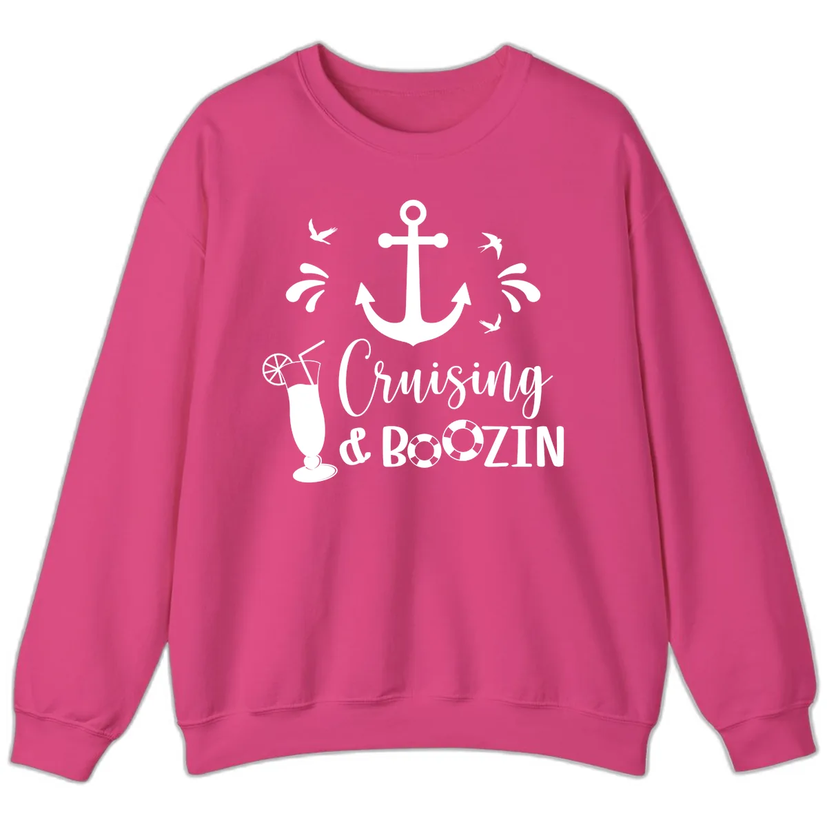 Cruising & Boozin Anchor Sweatshirt in Heliconia