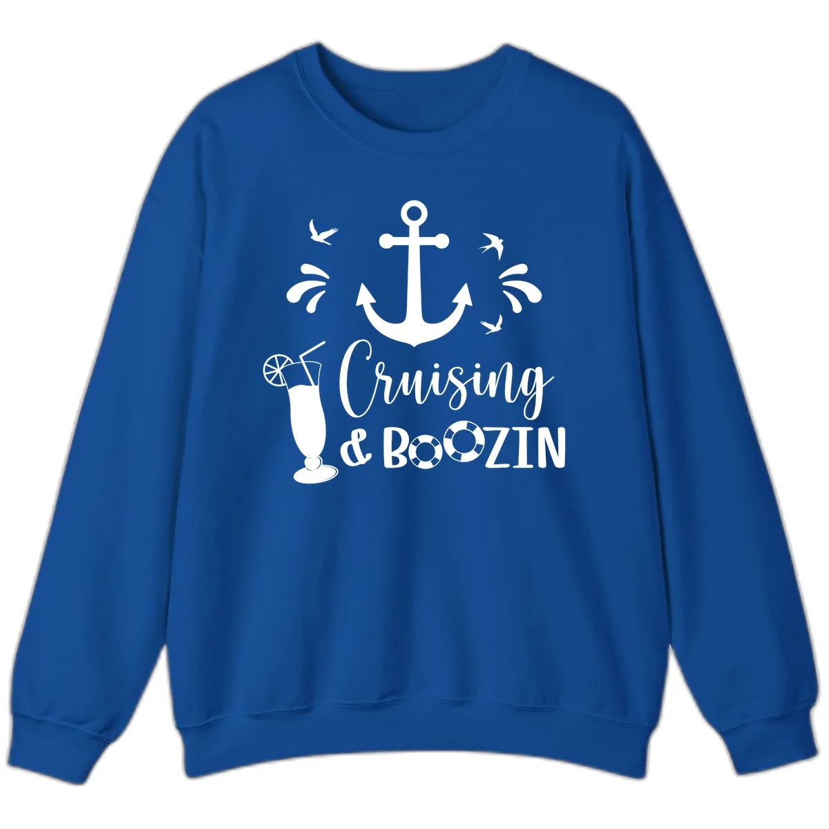 Cruising & Boozin Anchor Sweatshirt in Royal