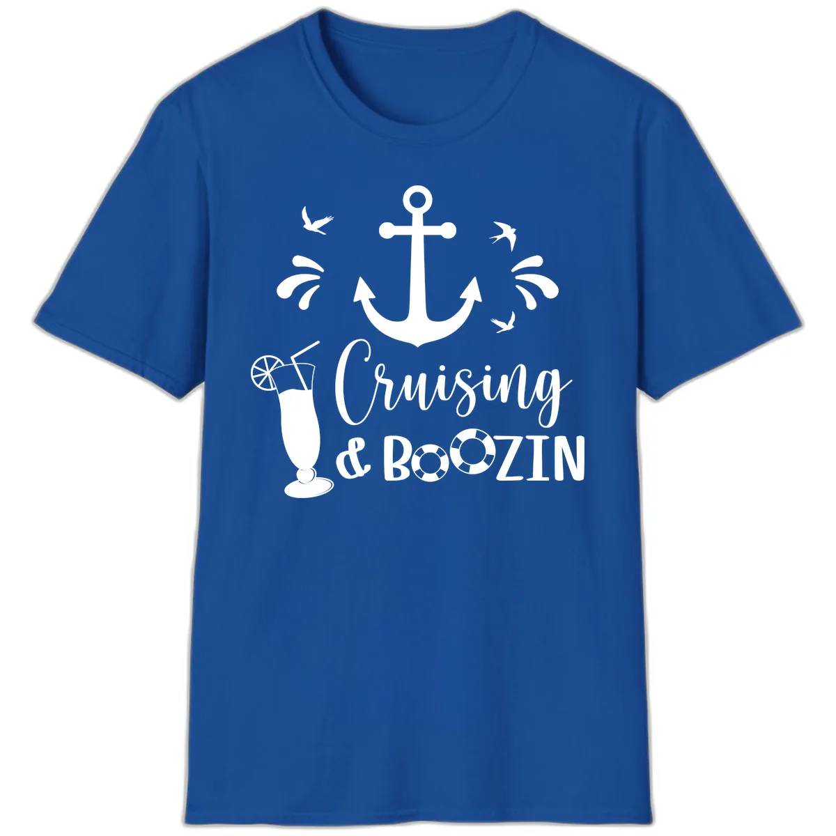 Cruising & Boozin Anchor T-Shirt in Royal