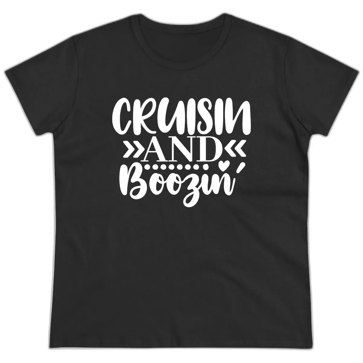 Cruisin' And Boozing Ladies Tee in Black
