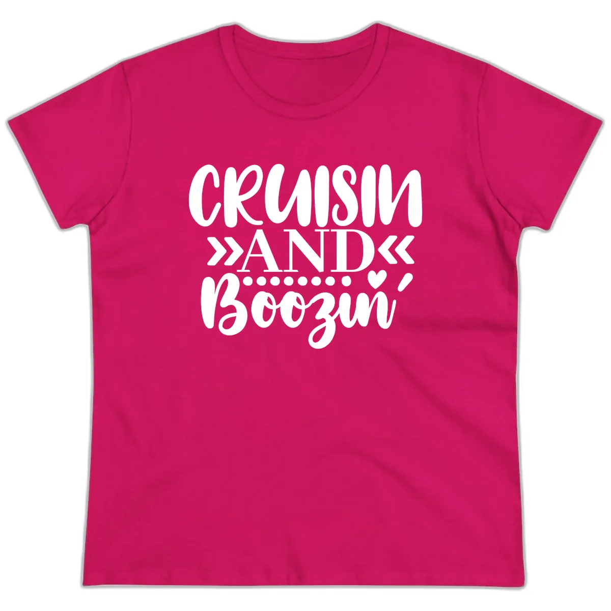 Cruisin' And Boozing Ladies Tee in Heliconia