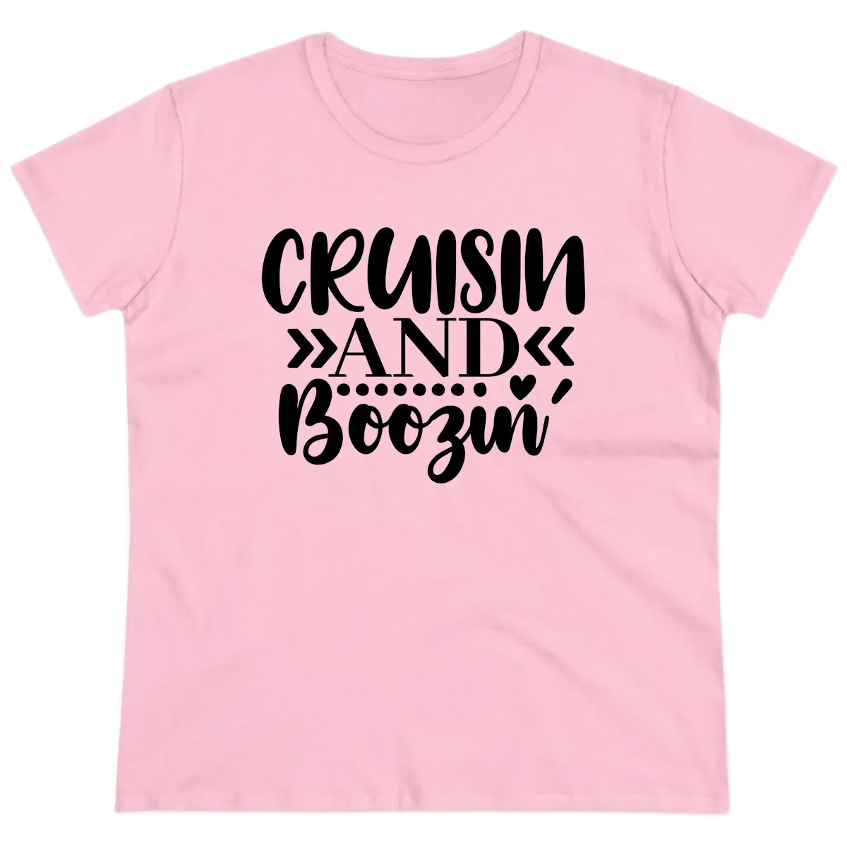 Cruisin' And Boozing Ladies Tee in Light Pink
