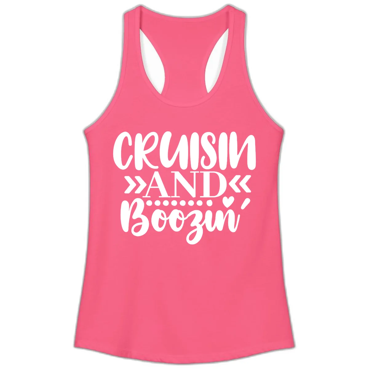 Cruisin' And Boozing Ladies Tank in Solid Hot Pink