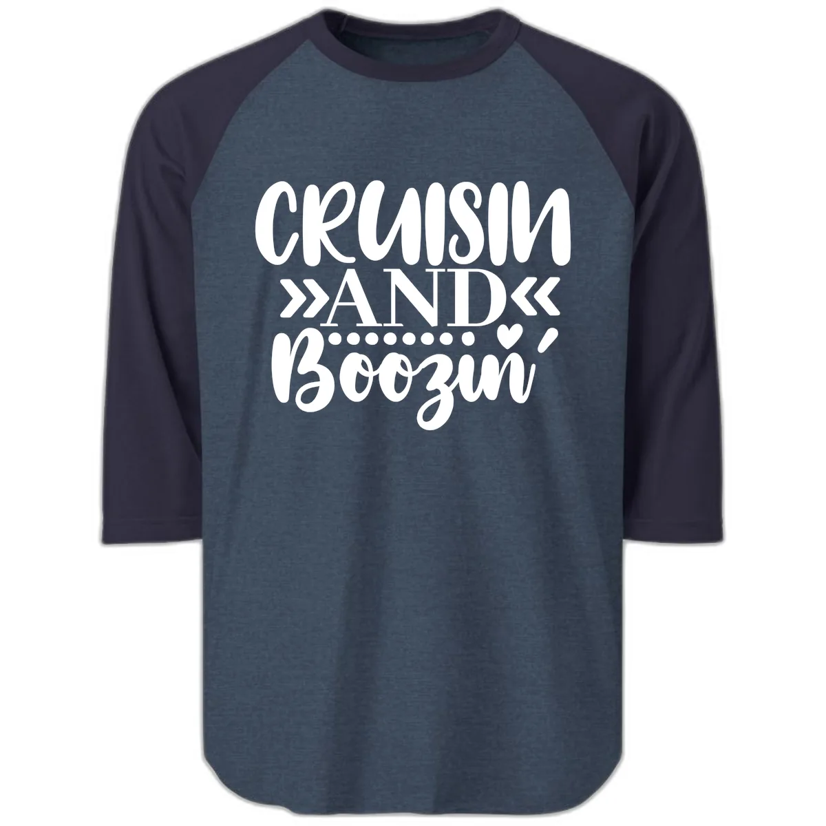 Cruisin' And Boozing Raglan 3/4 in Heather Denim Navy