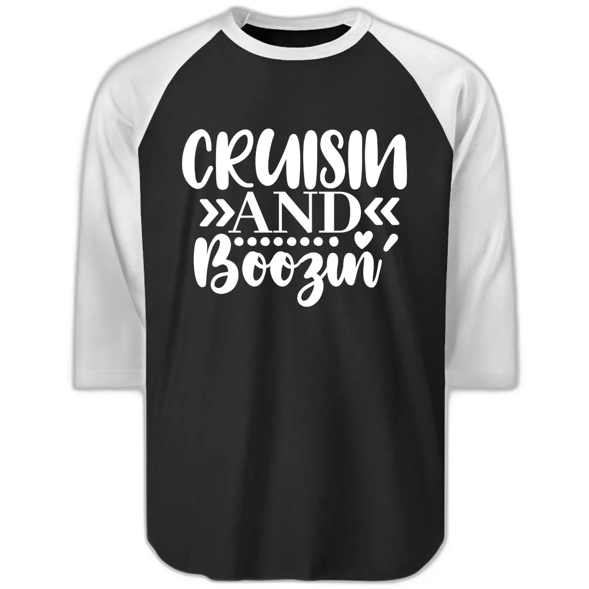 Cruisin' And Boozing Raglan 3/4 in Black White