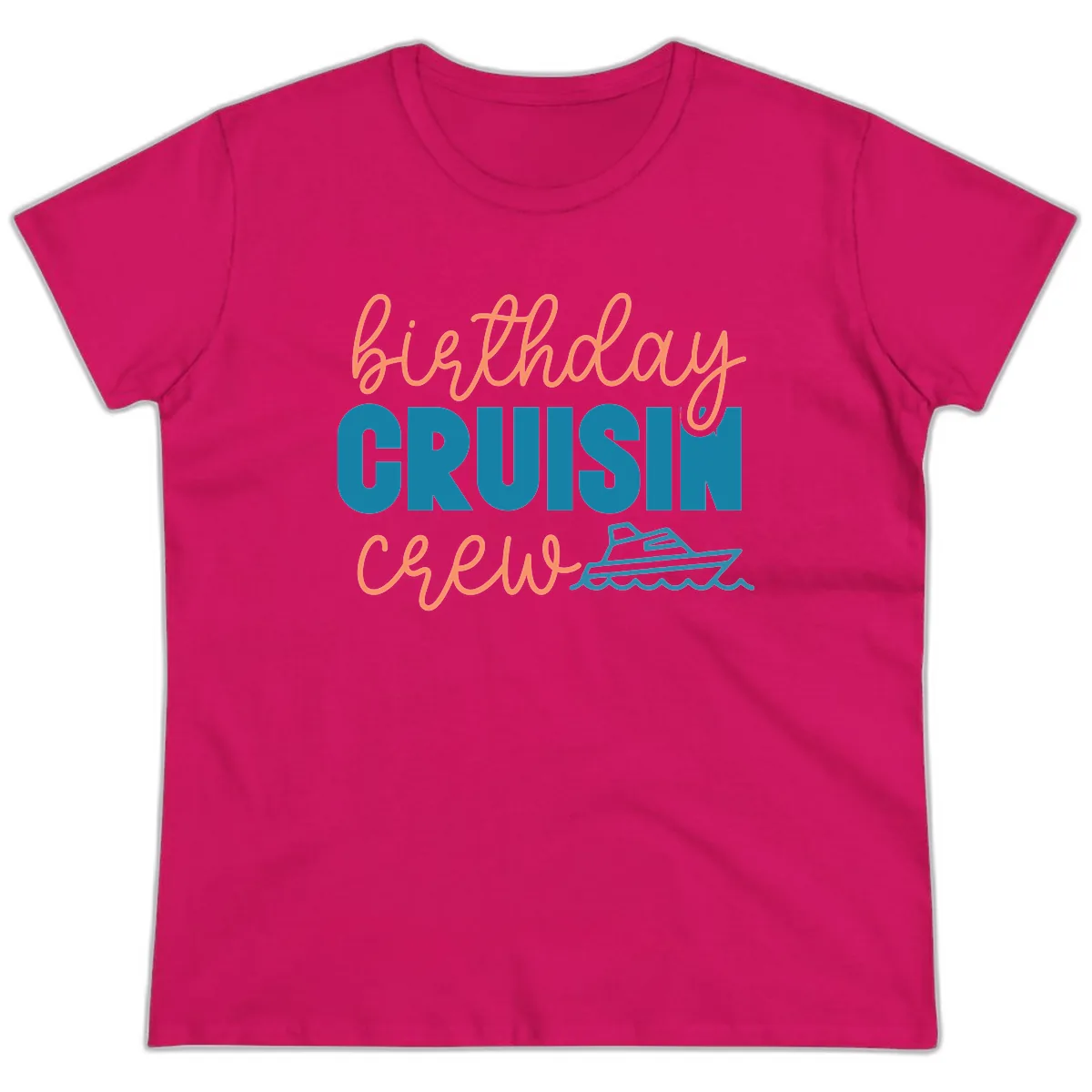 Birthday Crushin' Crew Ladies Tee in Heliconia