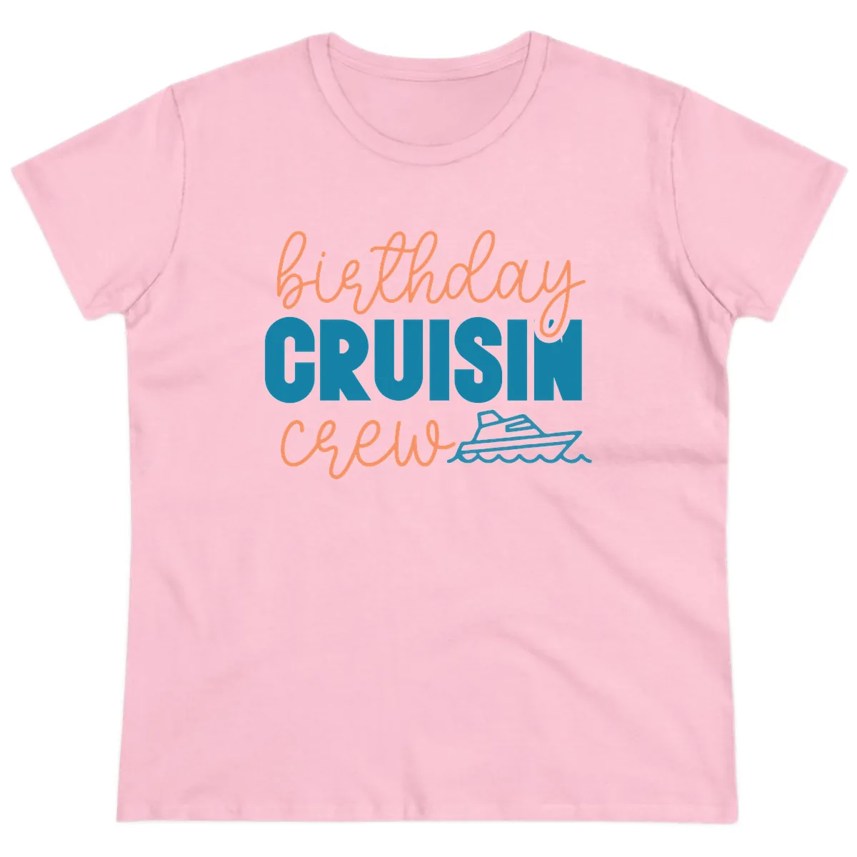 Birthday Crushin' Crew Ladies Tee in Light Pink