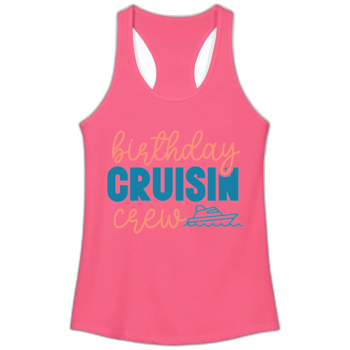 Birthday Crushin' Crew Ladies Tank in Solid Hot Pink