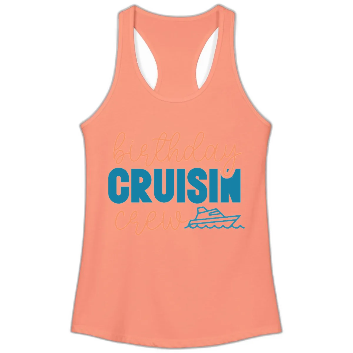Birthday Crushin' Crew Ladies Tank in Solid Light Orange