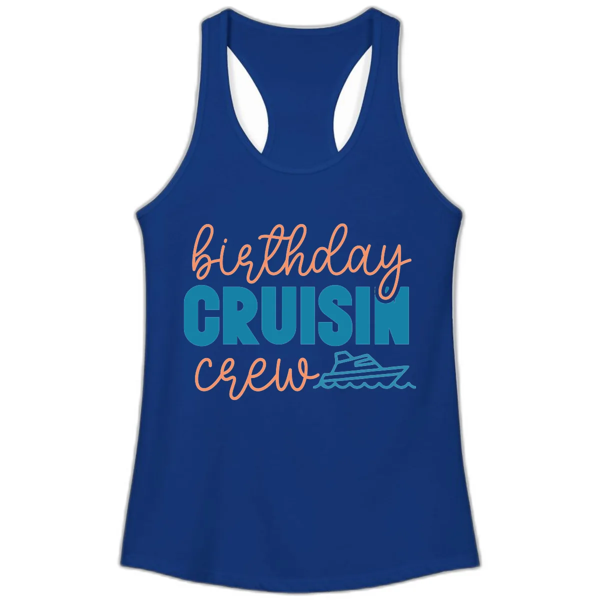 Birthday Crushin' Crew Ladies Tank in Solid Royal