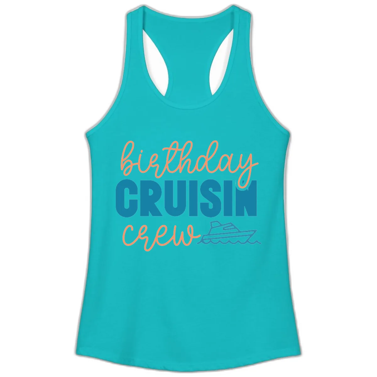 Birthday Crushin' Crew Ladies Tank in Tahiti Blue