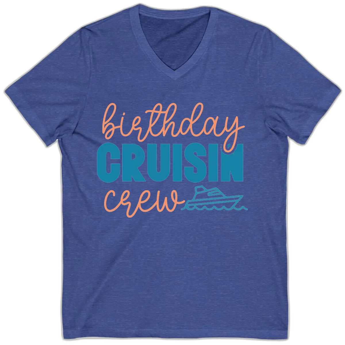 Birthday Crushin' Crew V-Neck in Heather True Royal