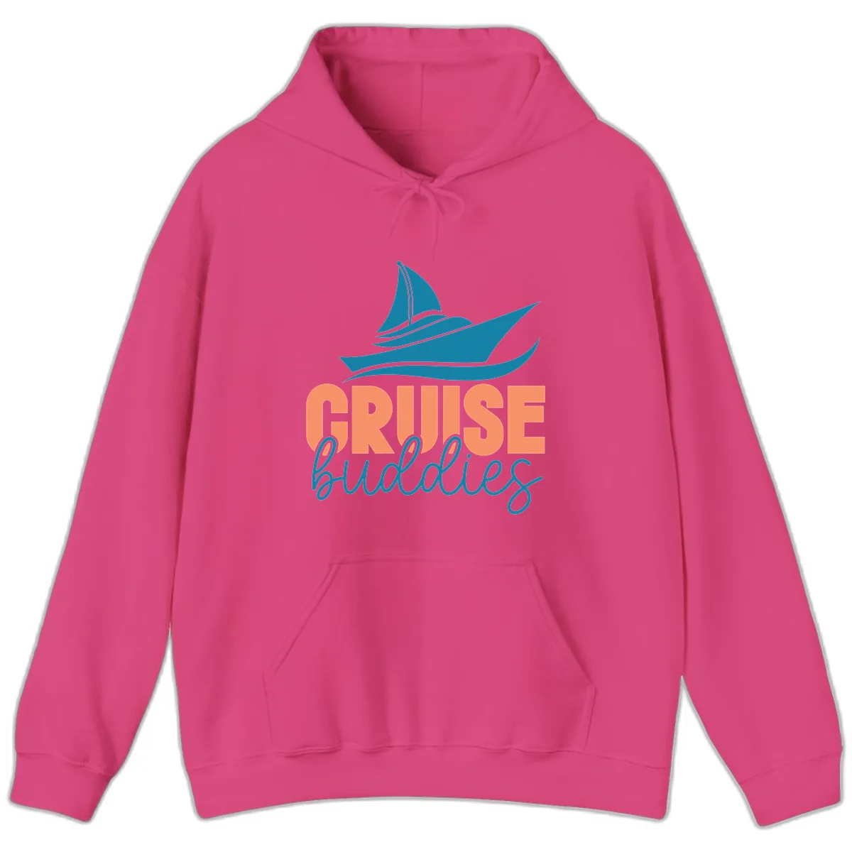 Cruise Buddies Ship Design Hoodie in Heliconia