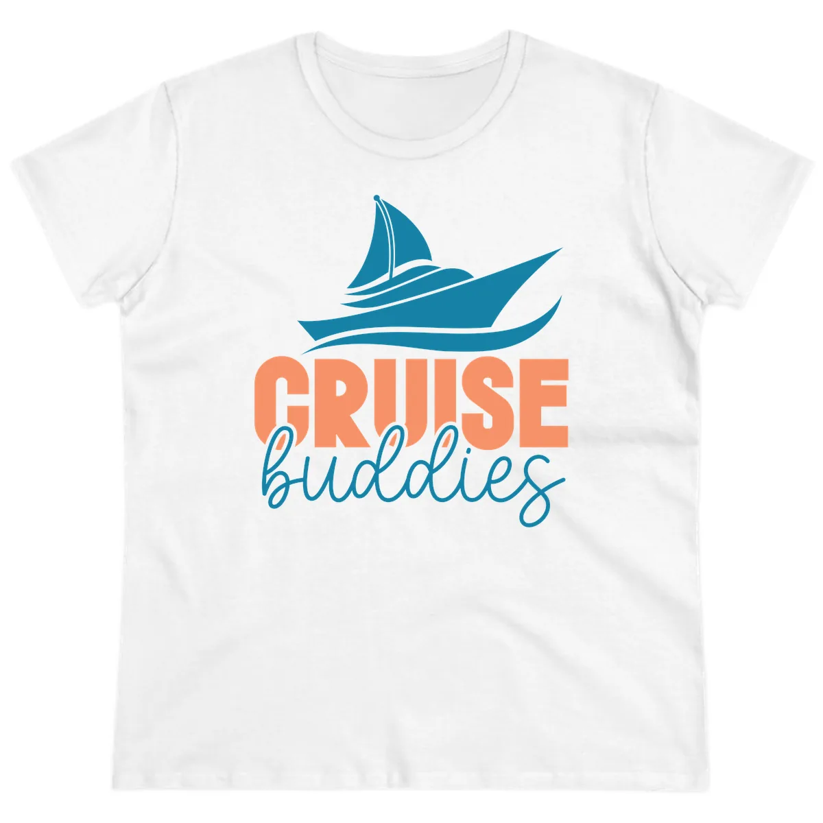 Cruise Buddies Ship Design Ladies Tee in White