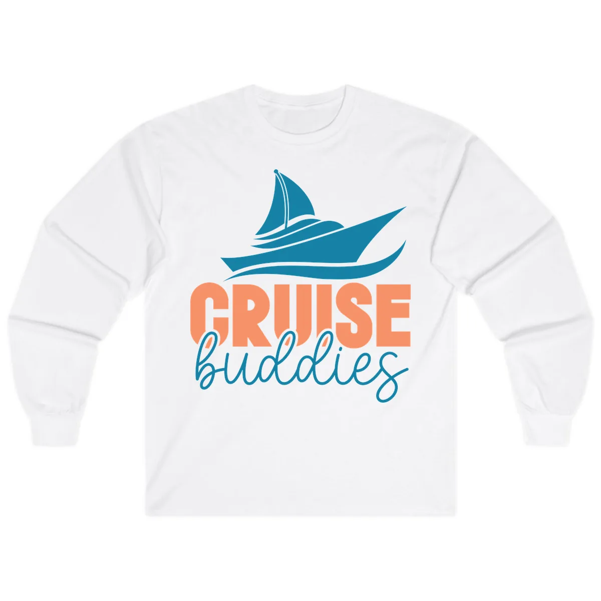 Cruise Buddies Ship Design Long Sleeve in White