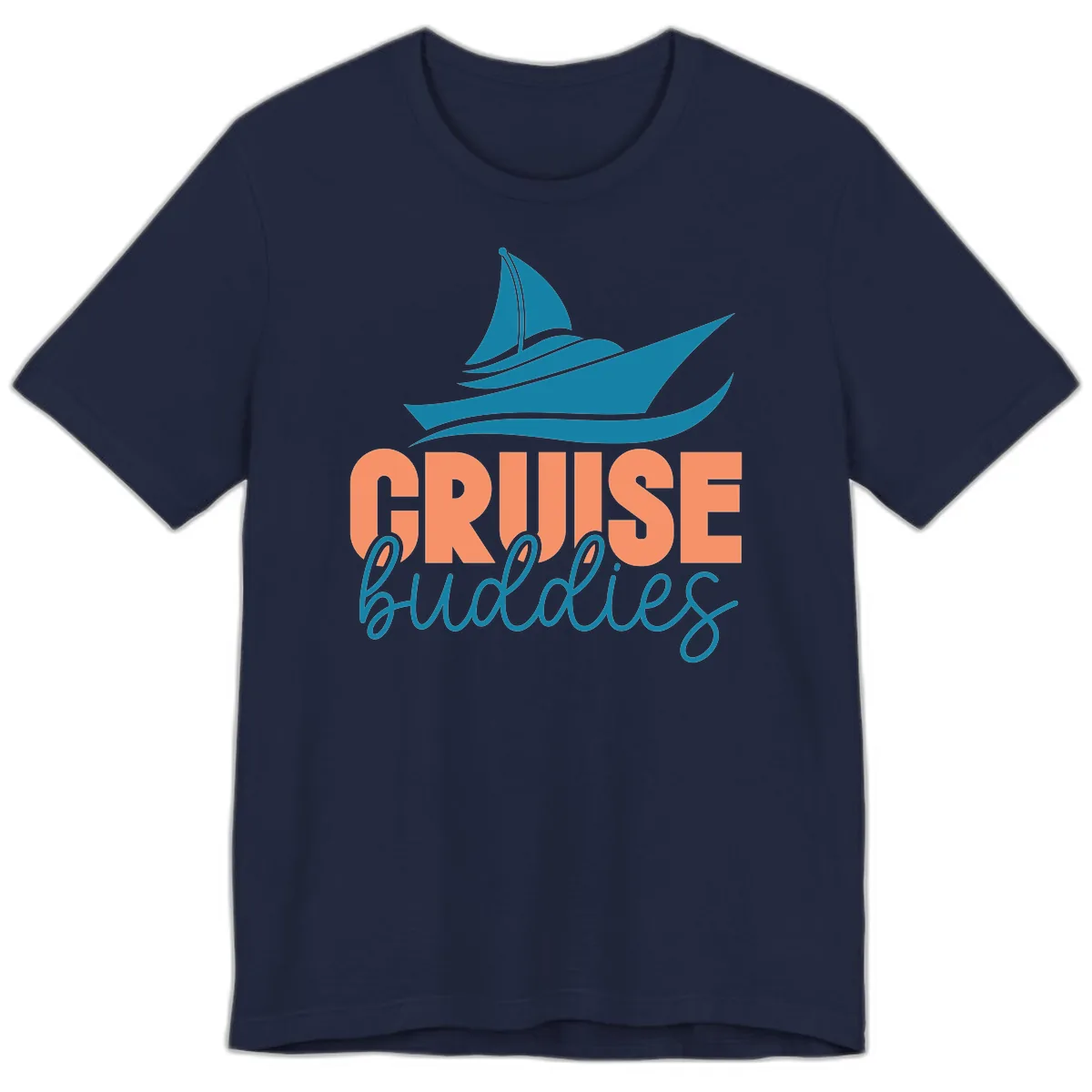 Cruise Buddies Ship Design Premium T-Shirt in Navy